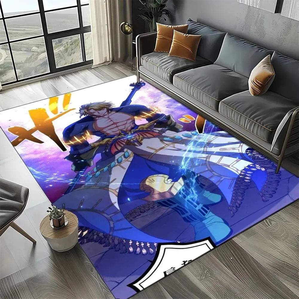 Colorful anime rug with detailed Record of Ragnarok characters
