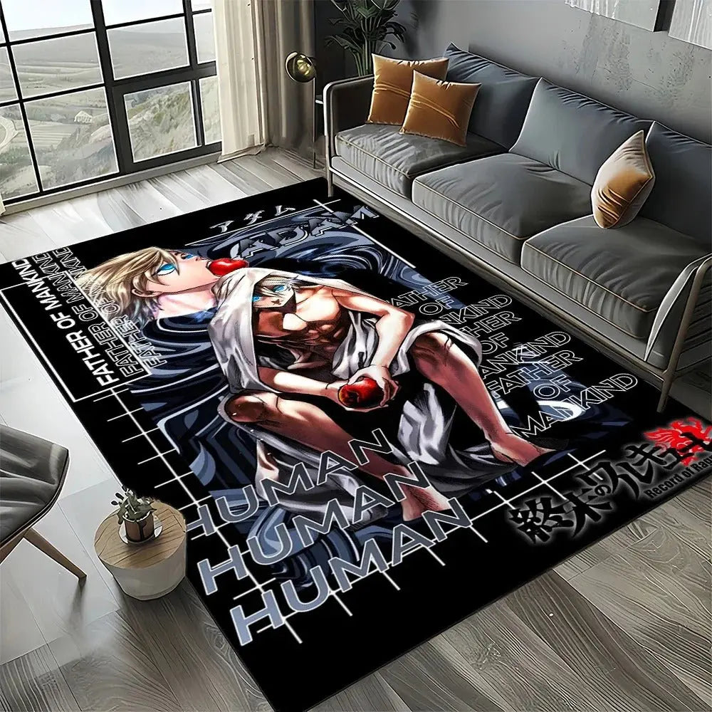 Bedroom floor rug with Record of Ragnarok anime print