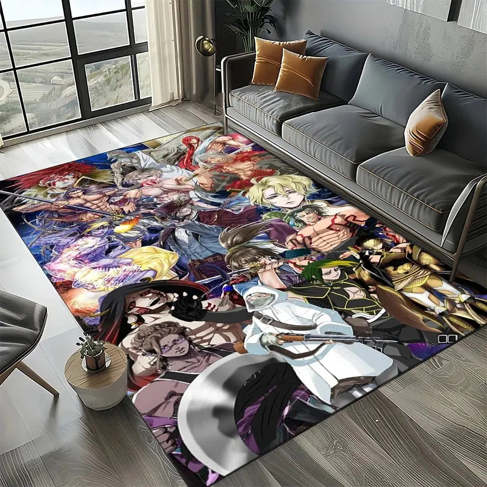 Cartoon-style floor mat inspired by Record of Ragnarok series