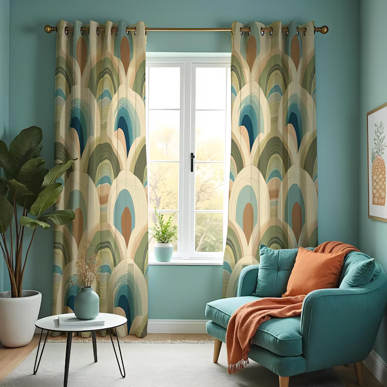 mid century modern window drapes