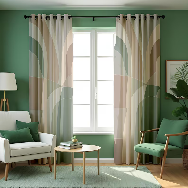 retro arch pattern curtains home decor