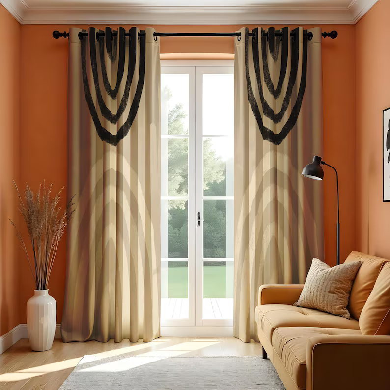vintage geometric curtains bedroom