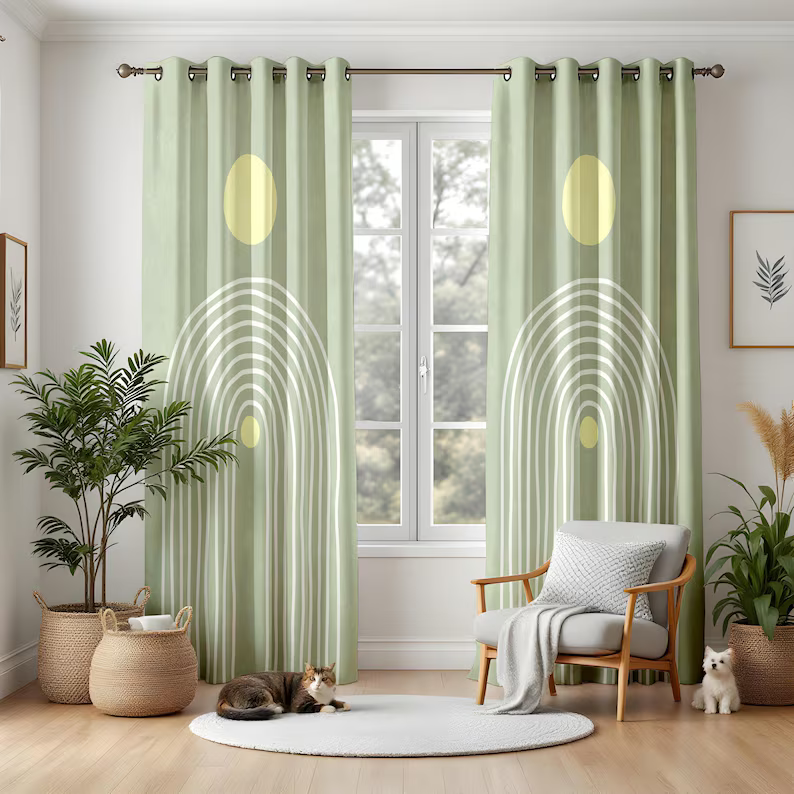 modern retro curtains aesthetic home