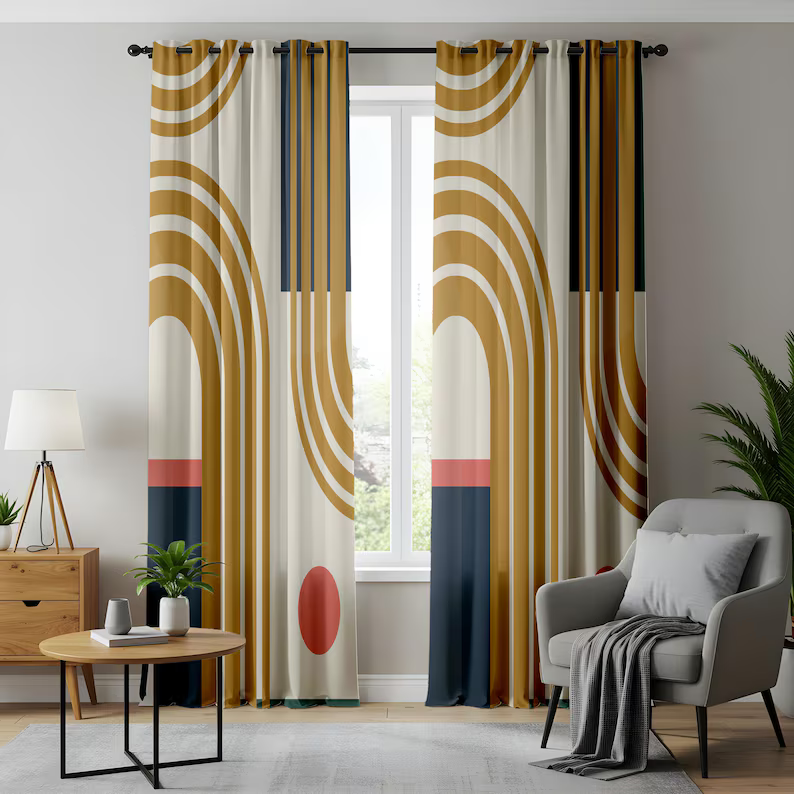 mid century modern bedroom curtains