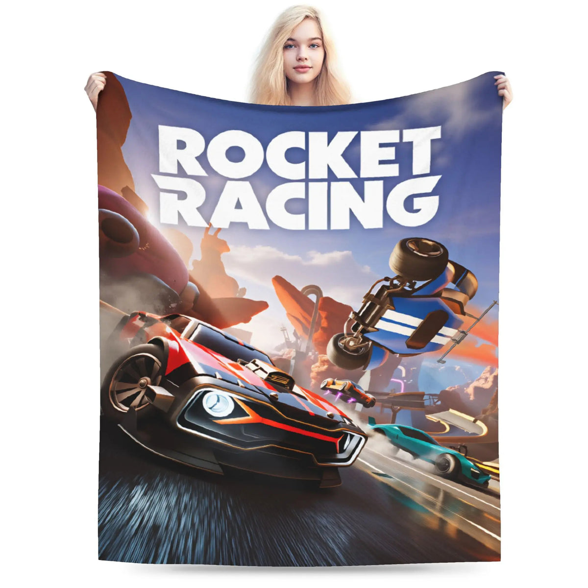 gamer blanket with Rocket League themed design