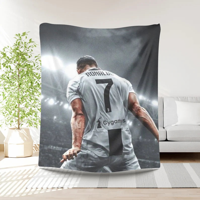 Ronaldo Football Blanket Boys Gift Idea Soccer Player Bedding