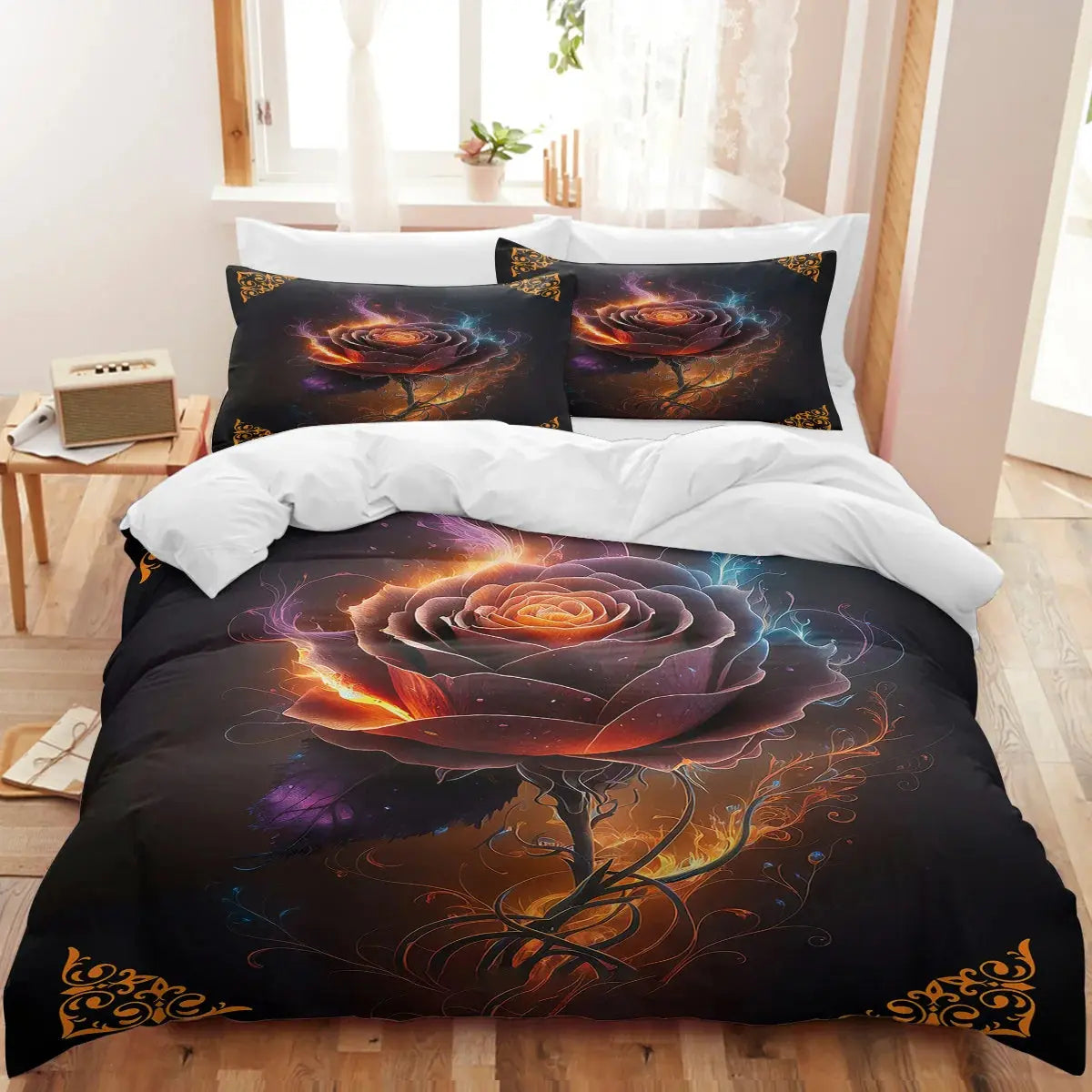 Rose Bathing Fire Duvet Cover My Store