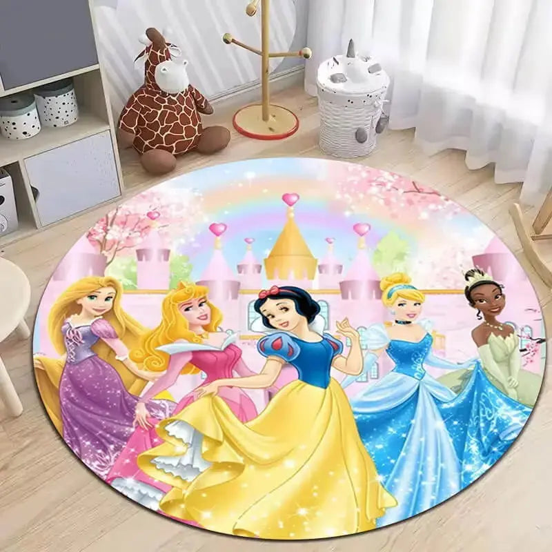 Soft round rug with non-slip base placed in a cozy living room