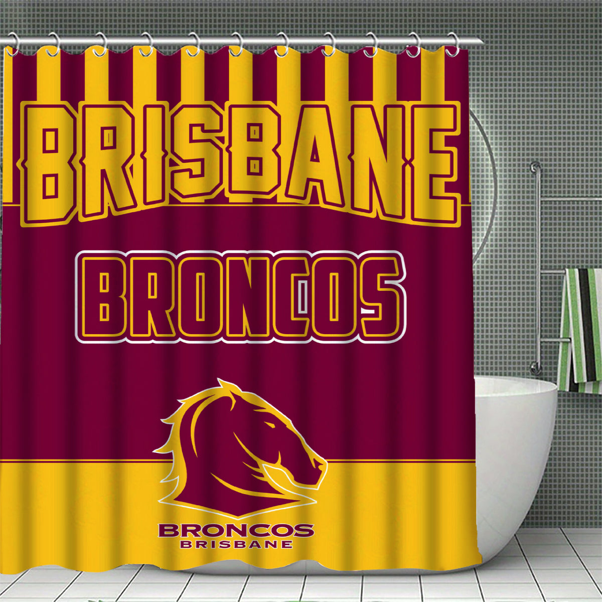 Polyester rugby shower curtain for gift