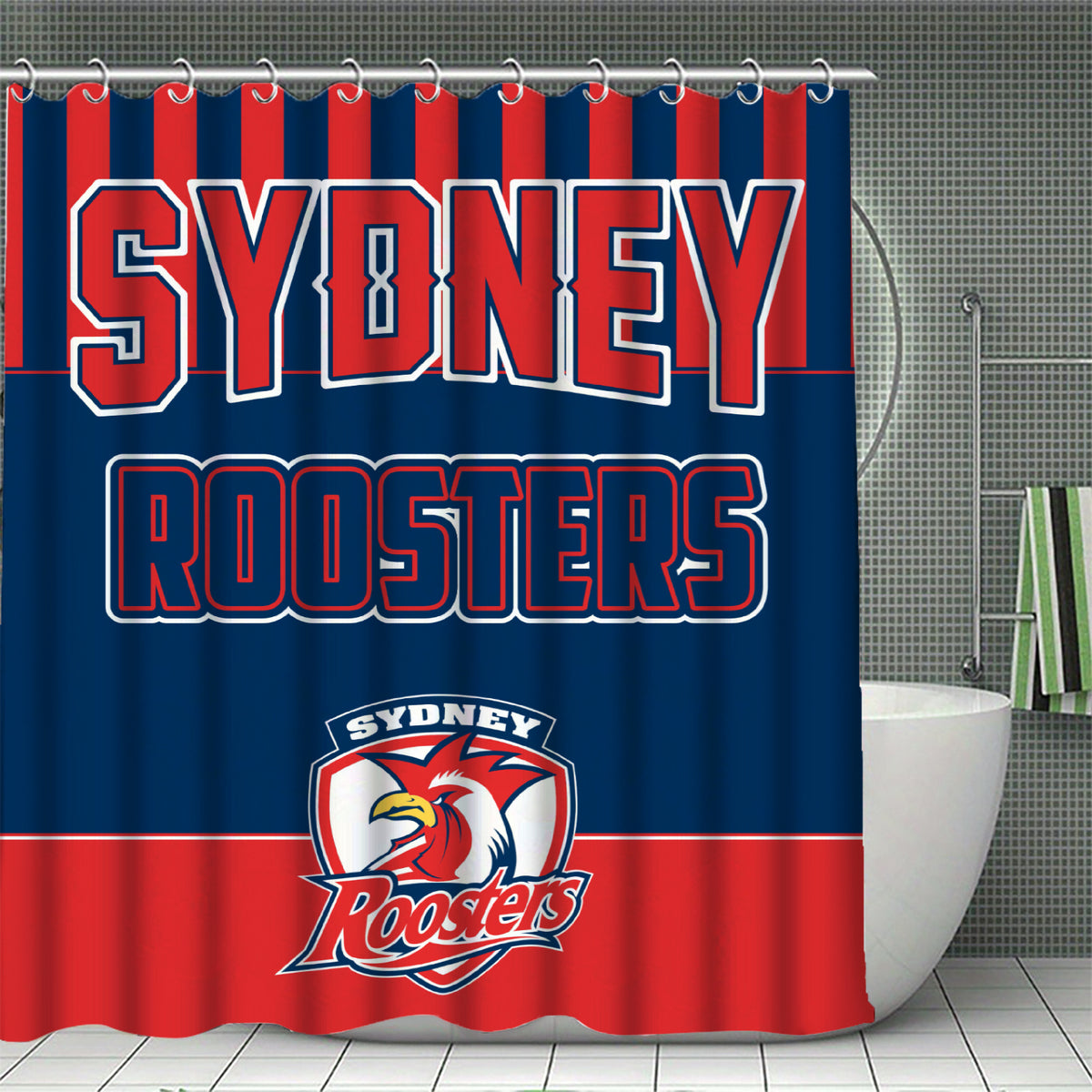 Sports fan shower curtain for bathroom
