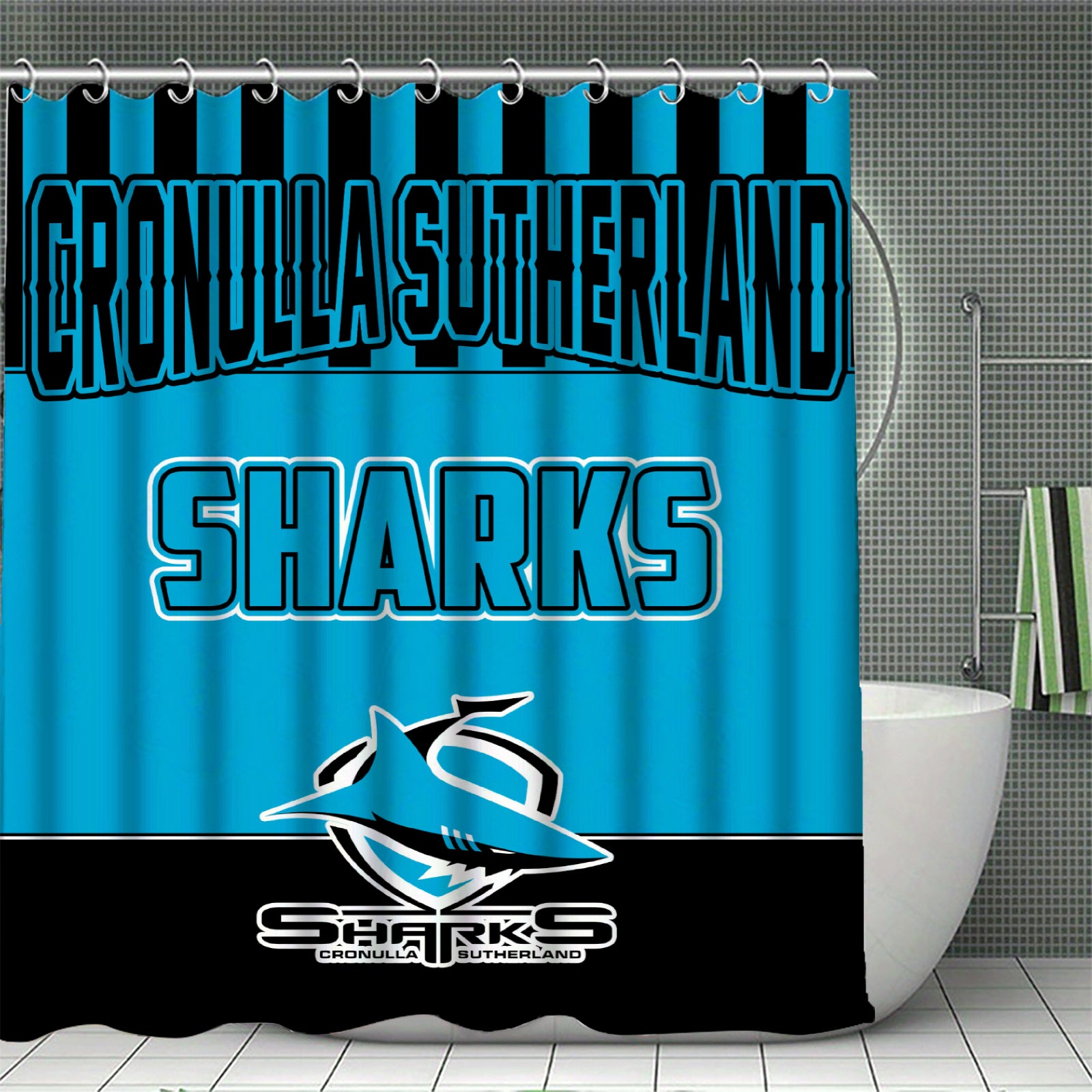 Rugby home decor shower curtain