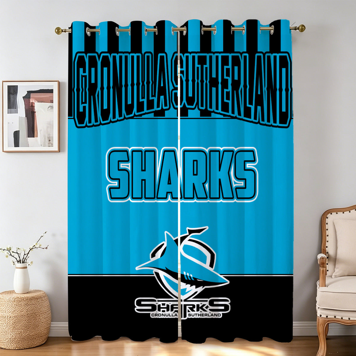 rugby curtains game room decor