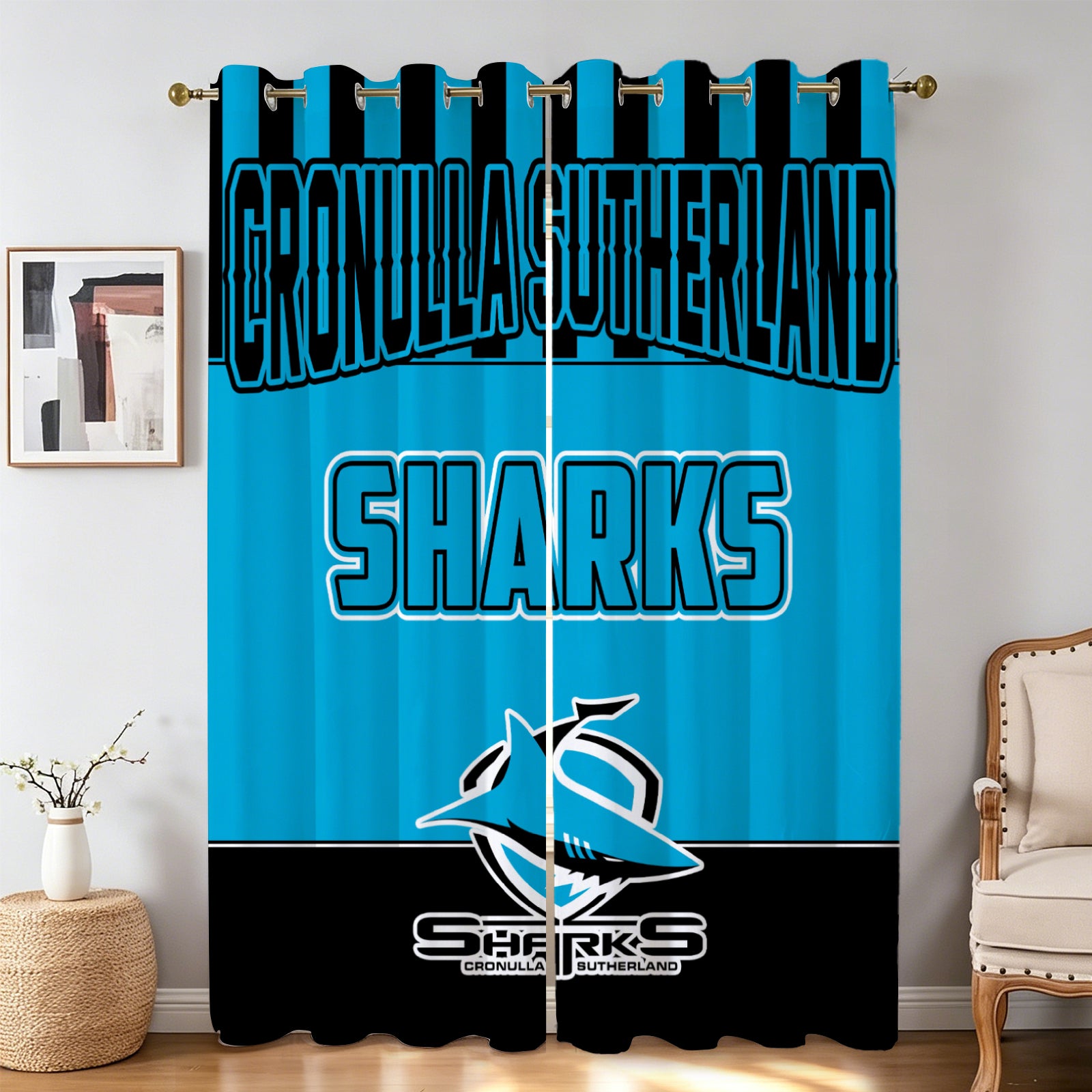 rugby curtains game room decor