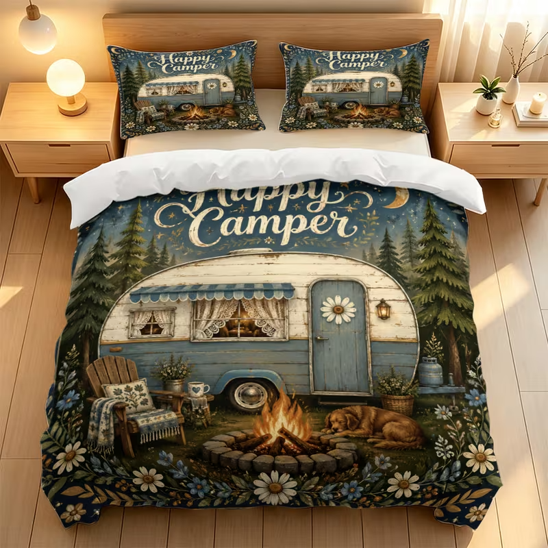 Retro Camper RV and trailer themed bedding set