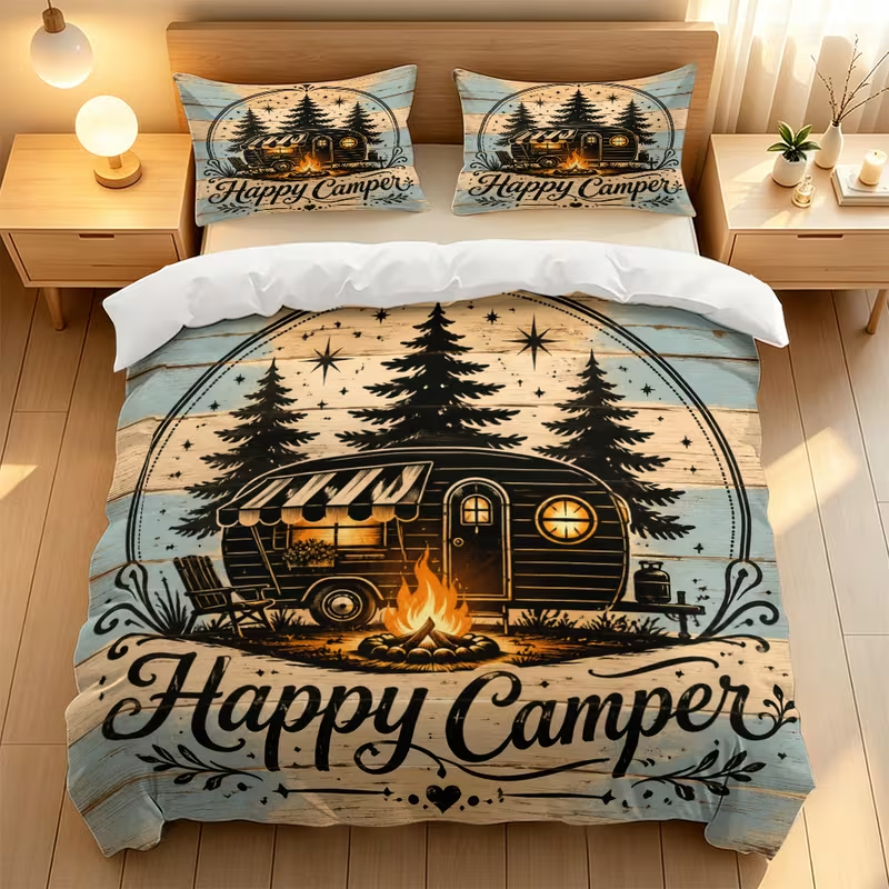 Starry sky forest camping quilt cover set design