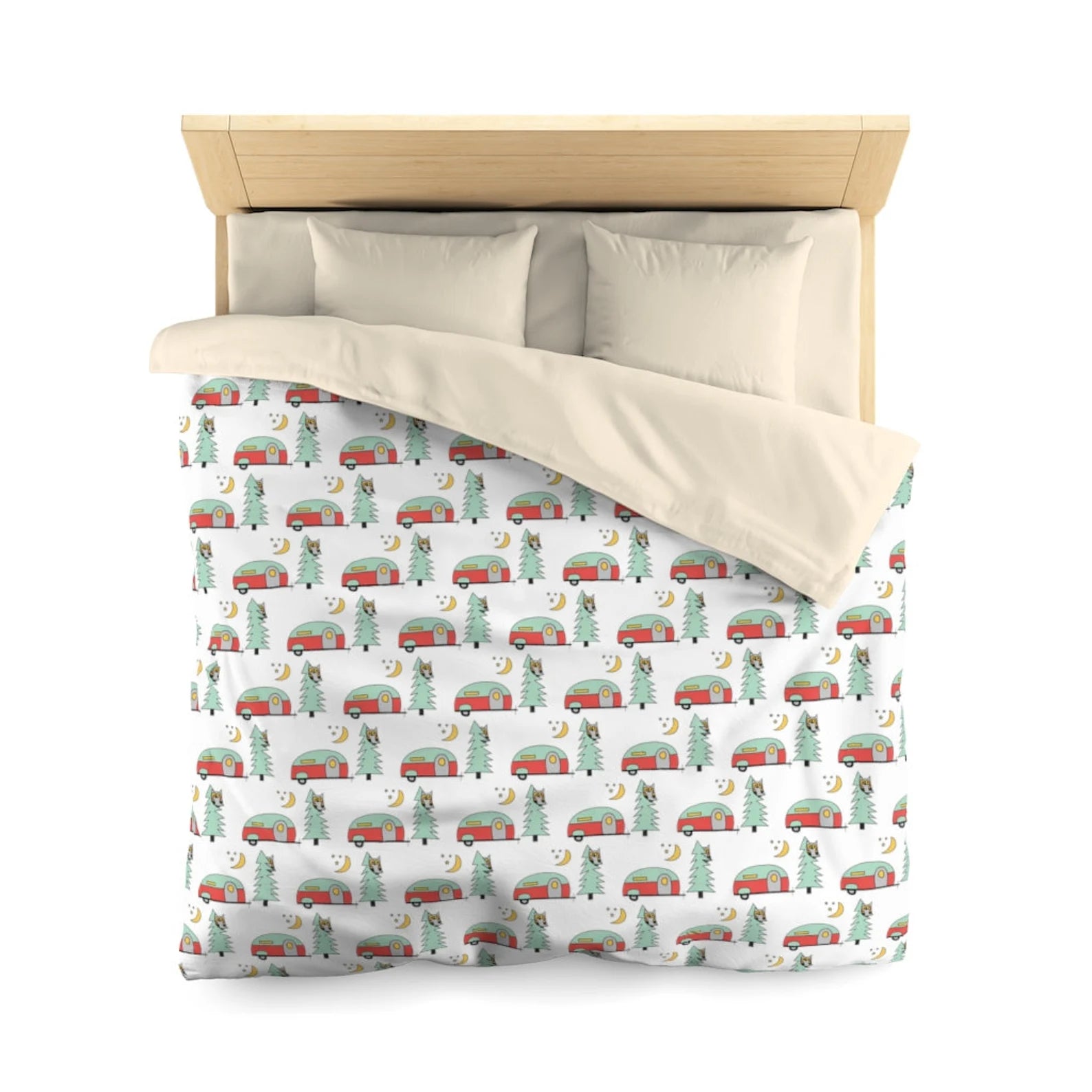 Rustic Camping Quilt Cover Set with camper RV and trailer theme