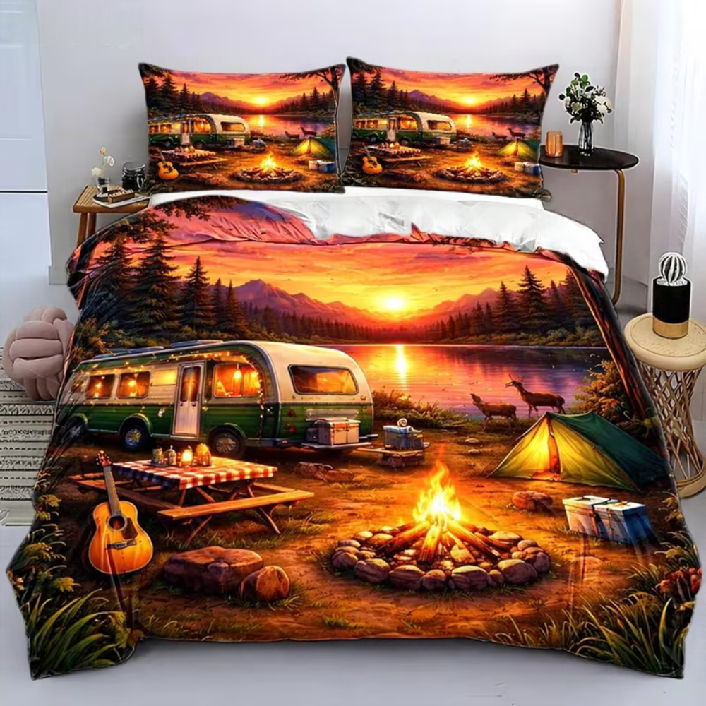 Camper RV trailer bedding for camping enthusiasts