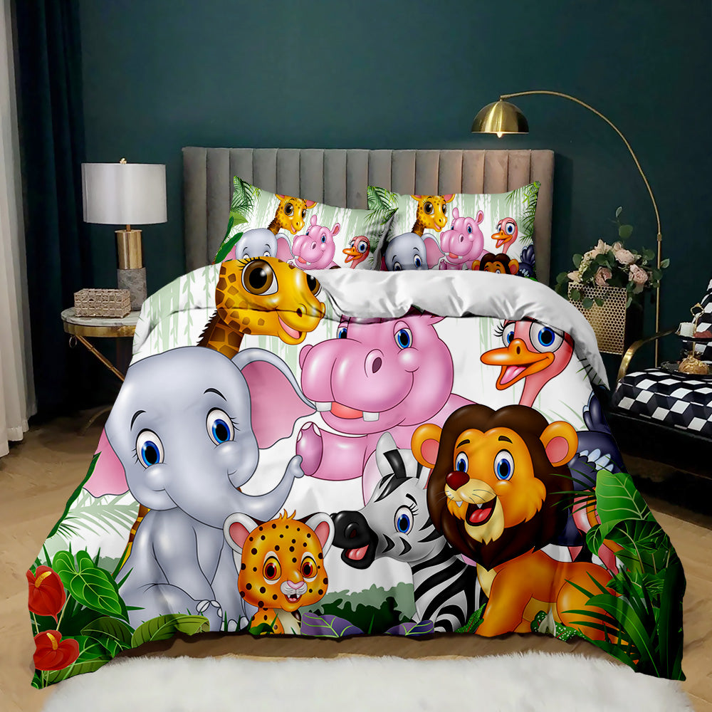 jungle animal quilt cover set