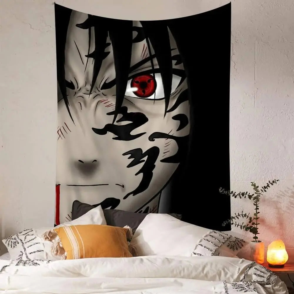Dark Anime Wall Art – Sasuke Lightning and Sharingan Scene