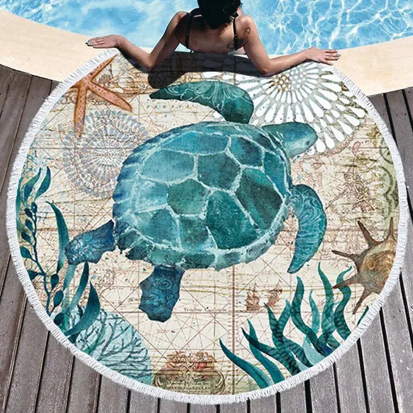 Sea Turtle Round Towel My Store