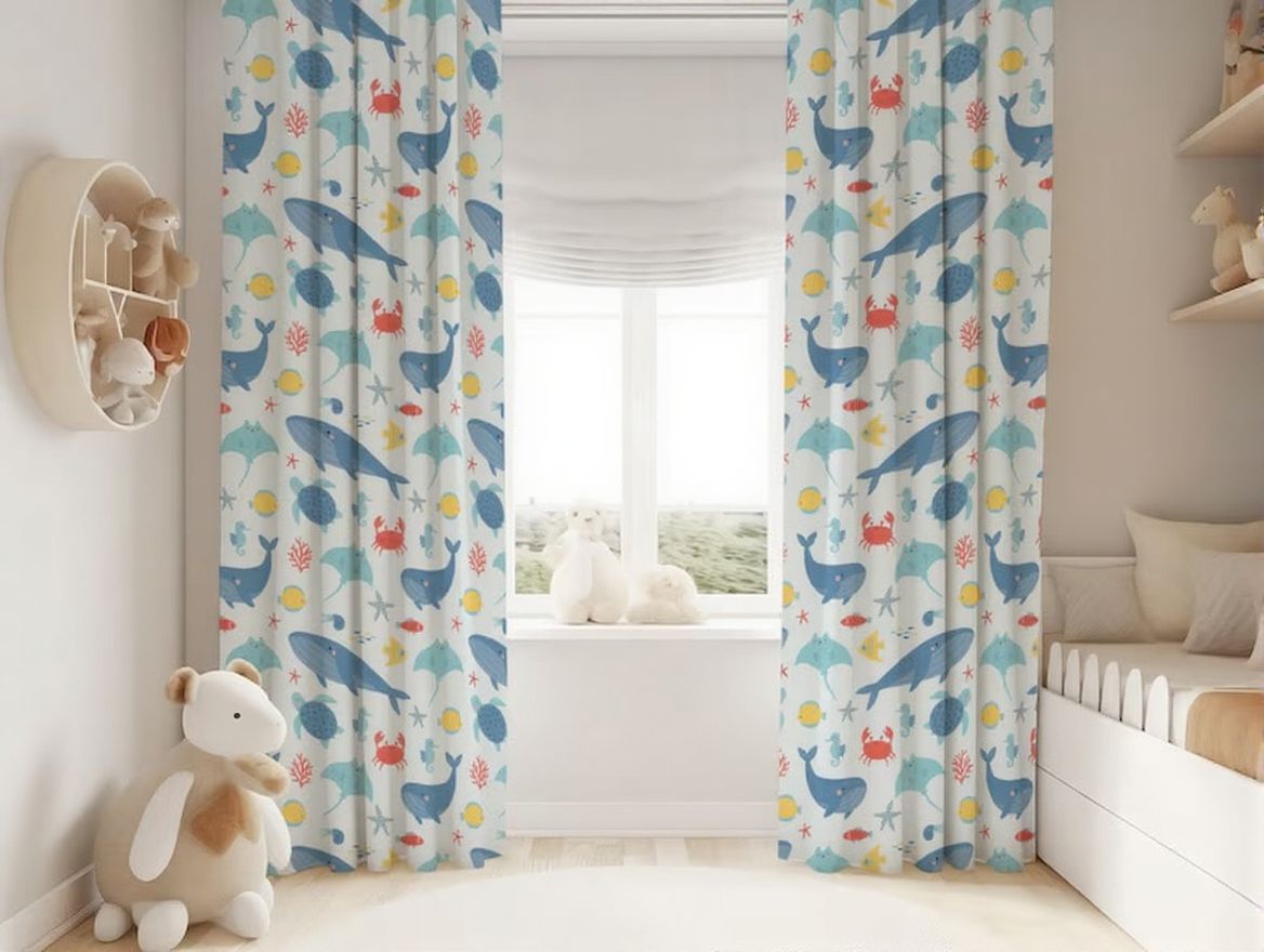 Sea Animals Whale Baby Boy Room Curtain Nursery Curtains Window
Curtains