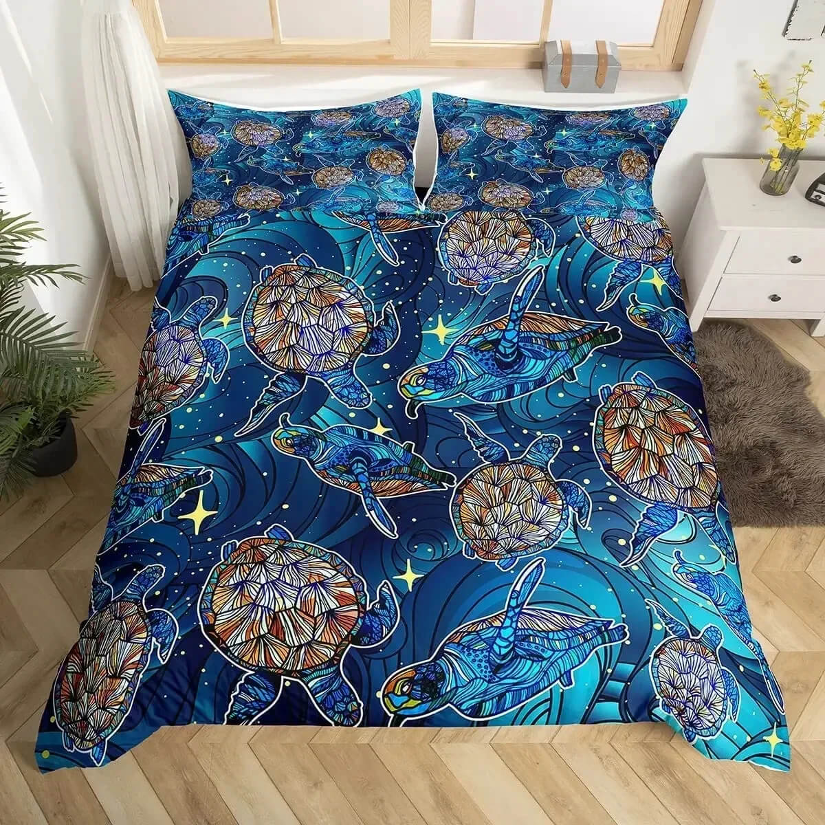 3D Ocean Bedding Set with Sea Turtle Design