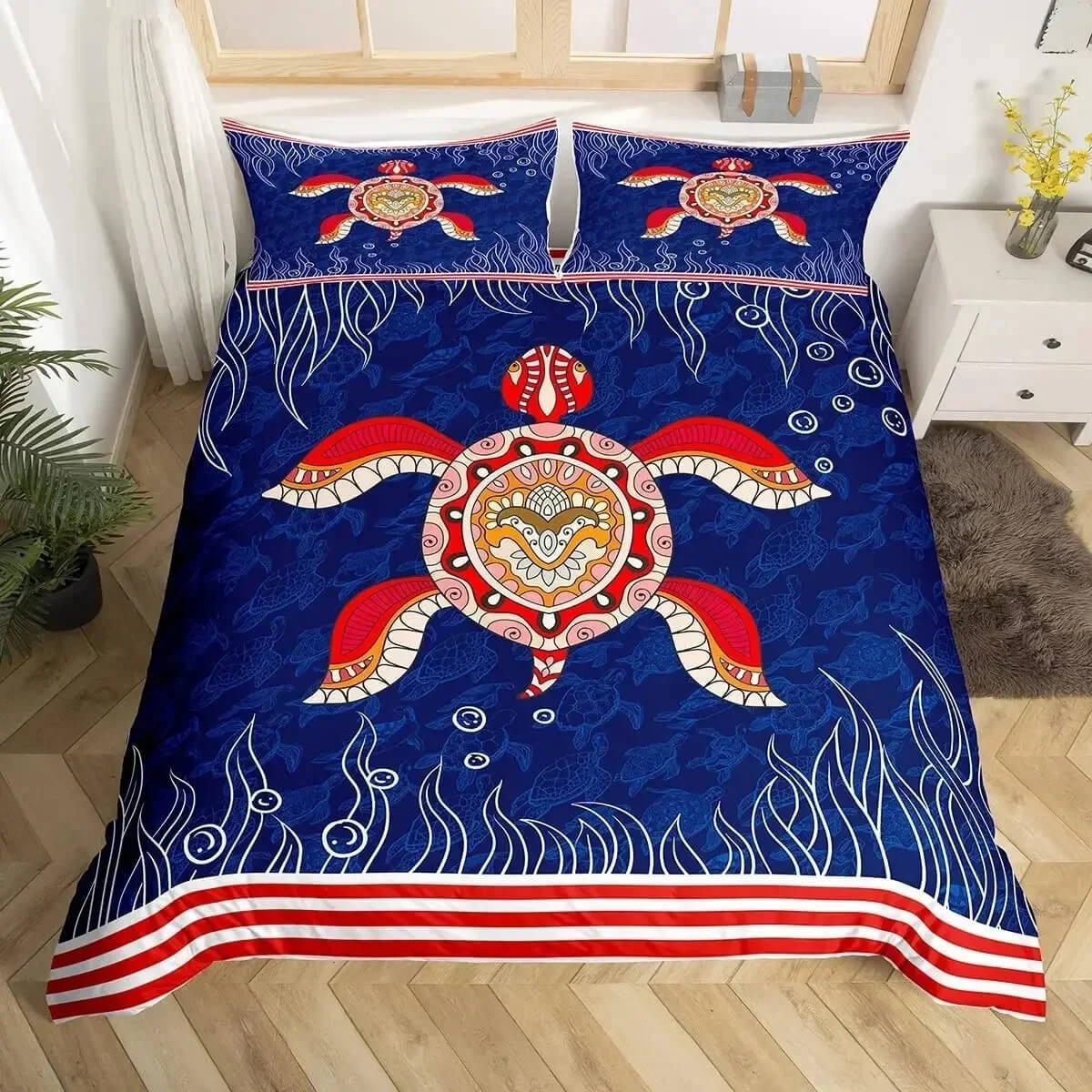 Soft Microfiber Turtle Bedding for Queen Bed