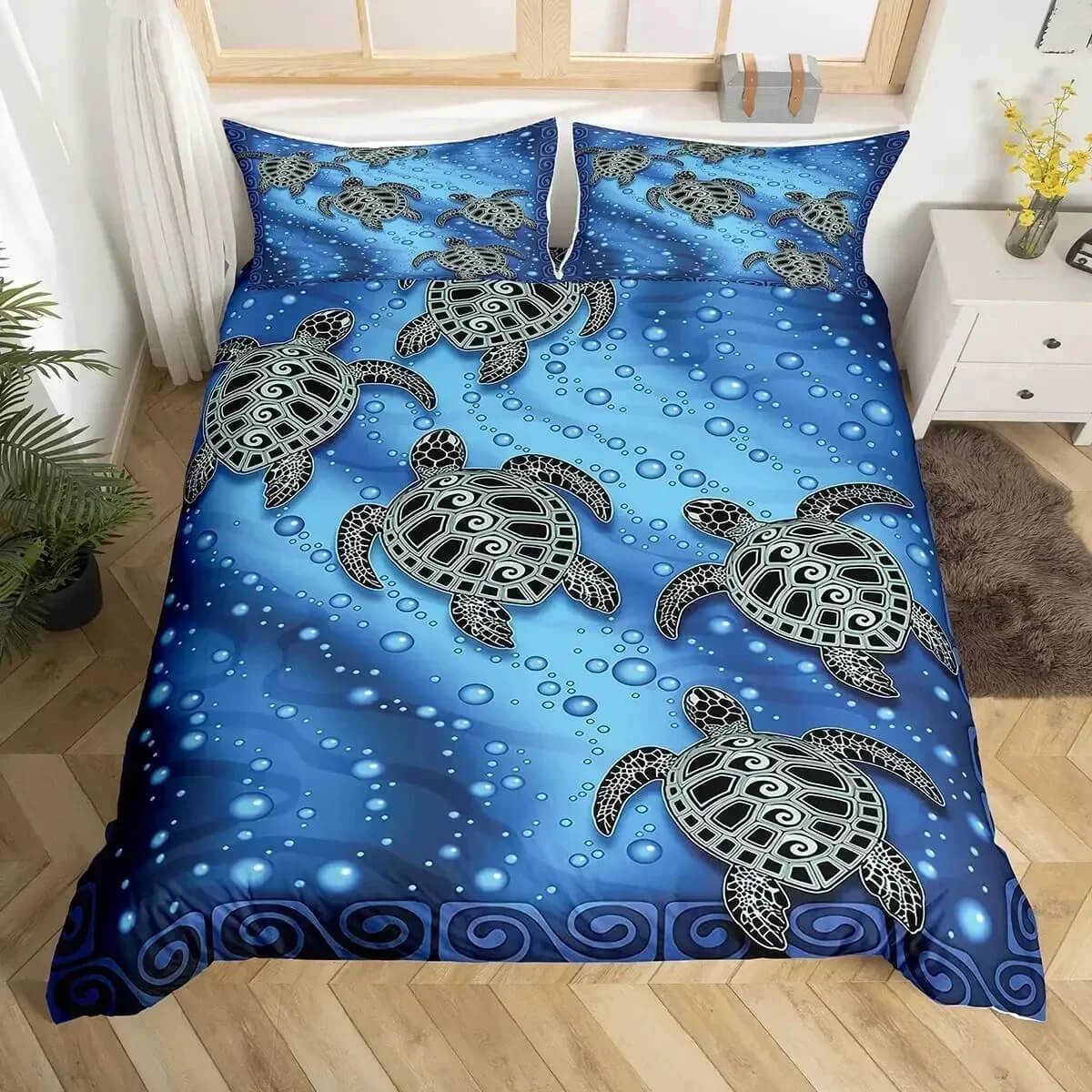Coastal Theme Sea Turtle Bed Linen Decor