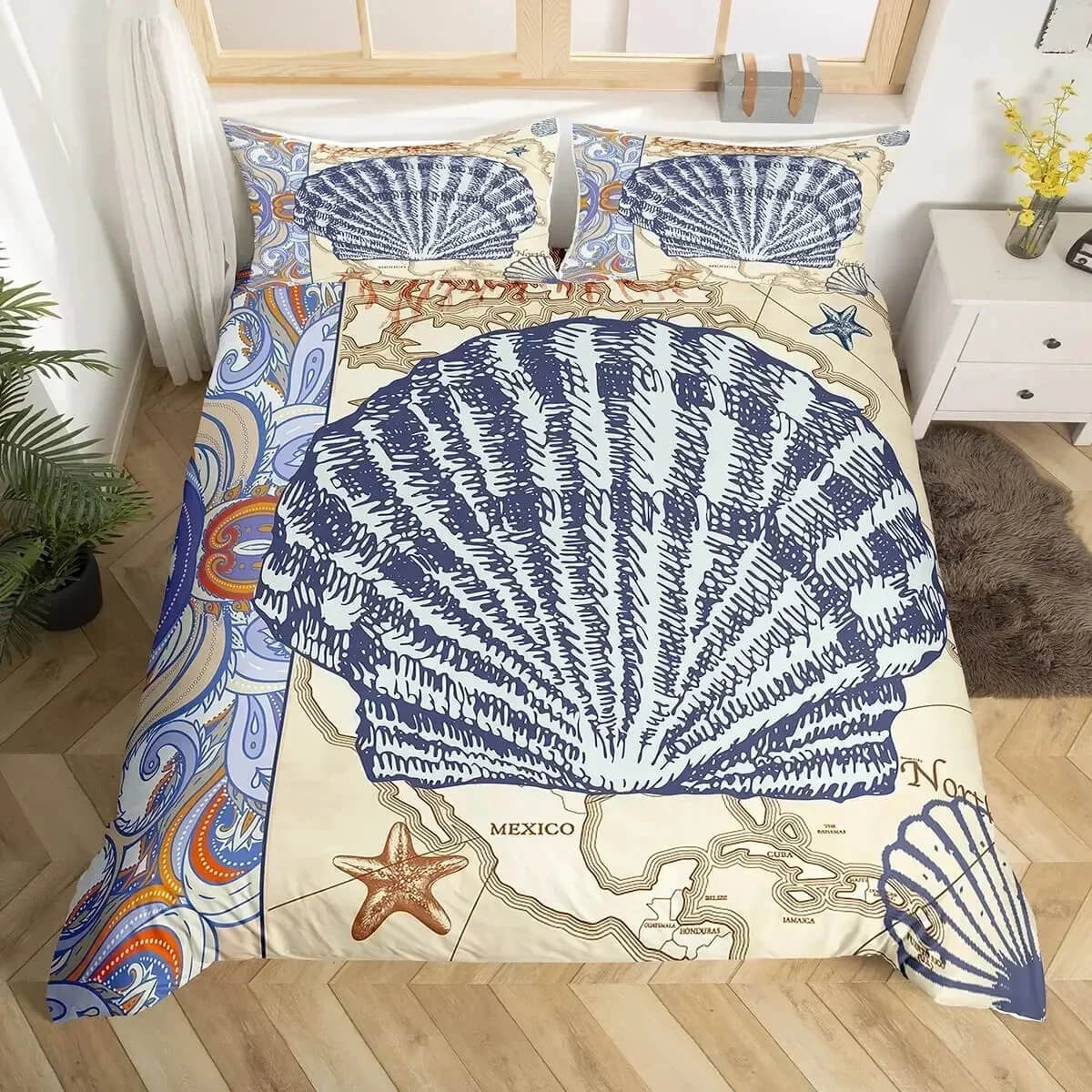 Nautical Bedroom Bedding Set with Turtles
