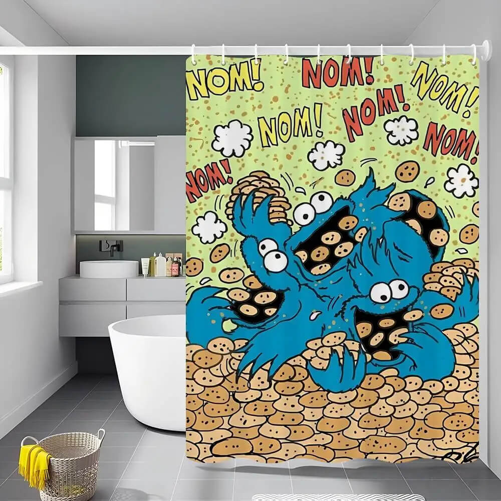 Sesame Street themed kids bathroom curtain