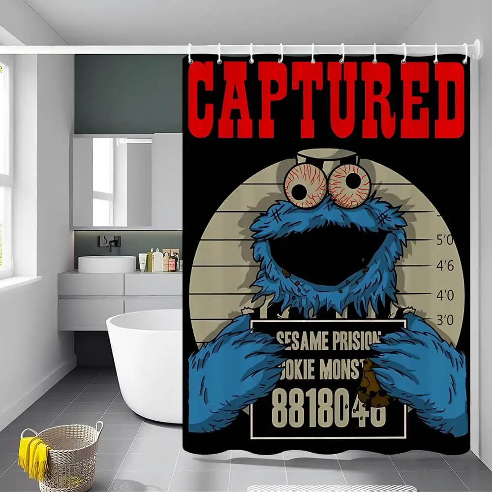 Cookie Monster bath curtain for kids bathroom