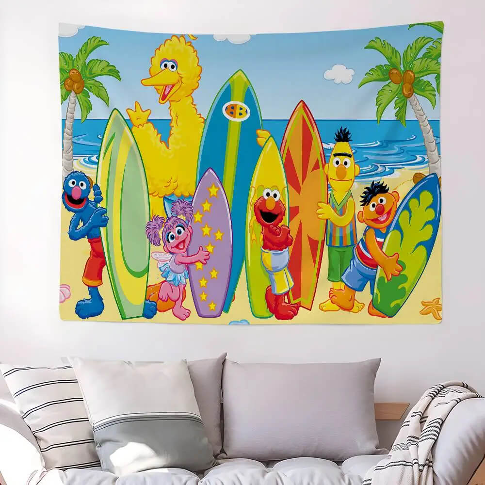 Elmo and Cookie Monster colorful wall art