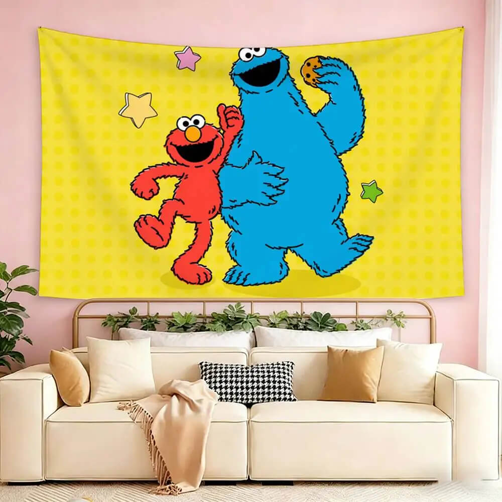 Nursery wall decor with Elmo and Cookie Monster