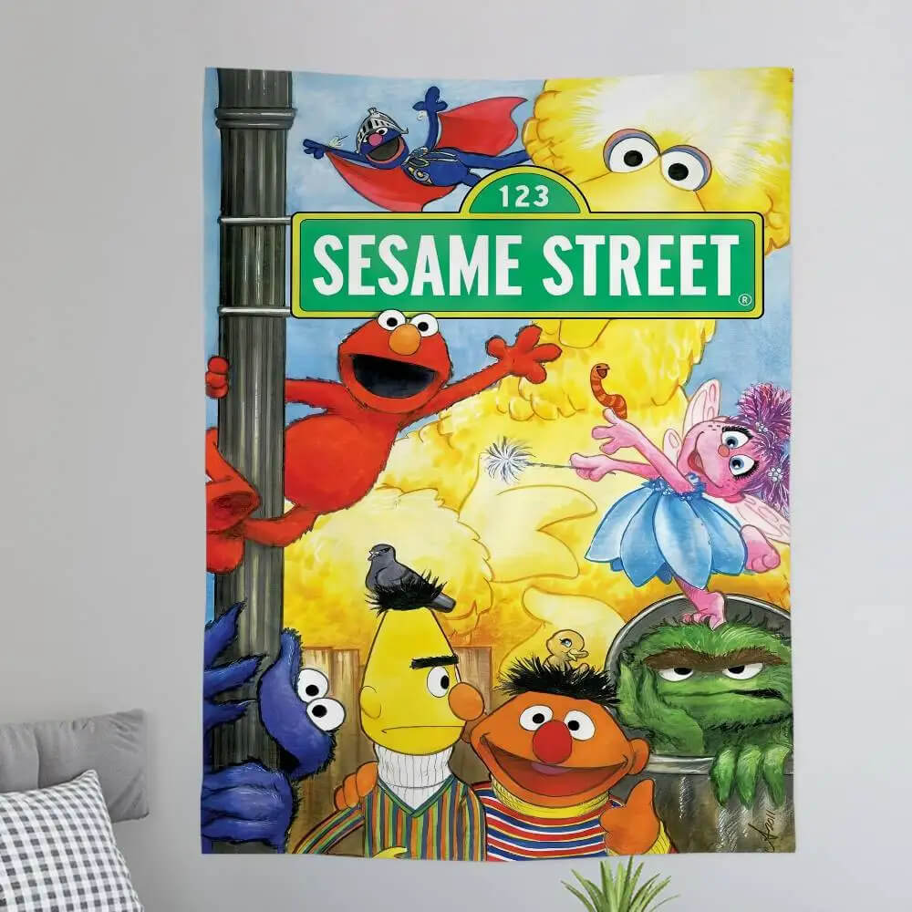 Bright and colorful Sesame Street tapestry