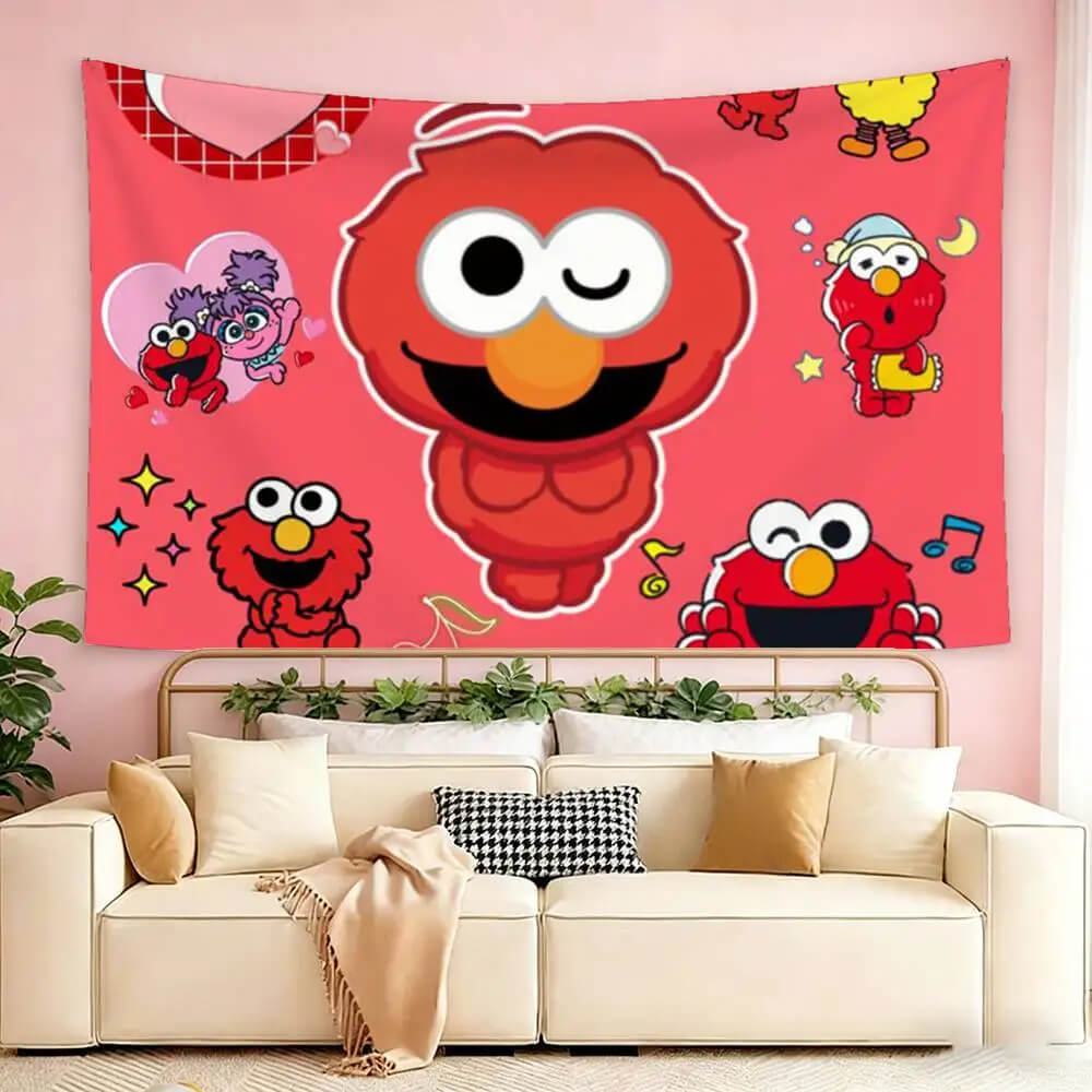 Elmo and Cookie Monster bedroom tapestry decor