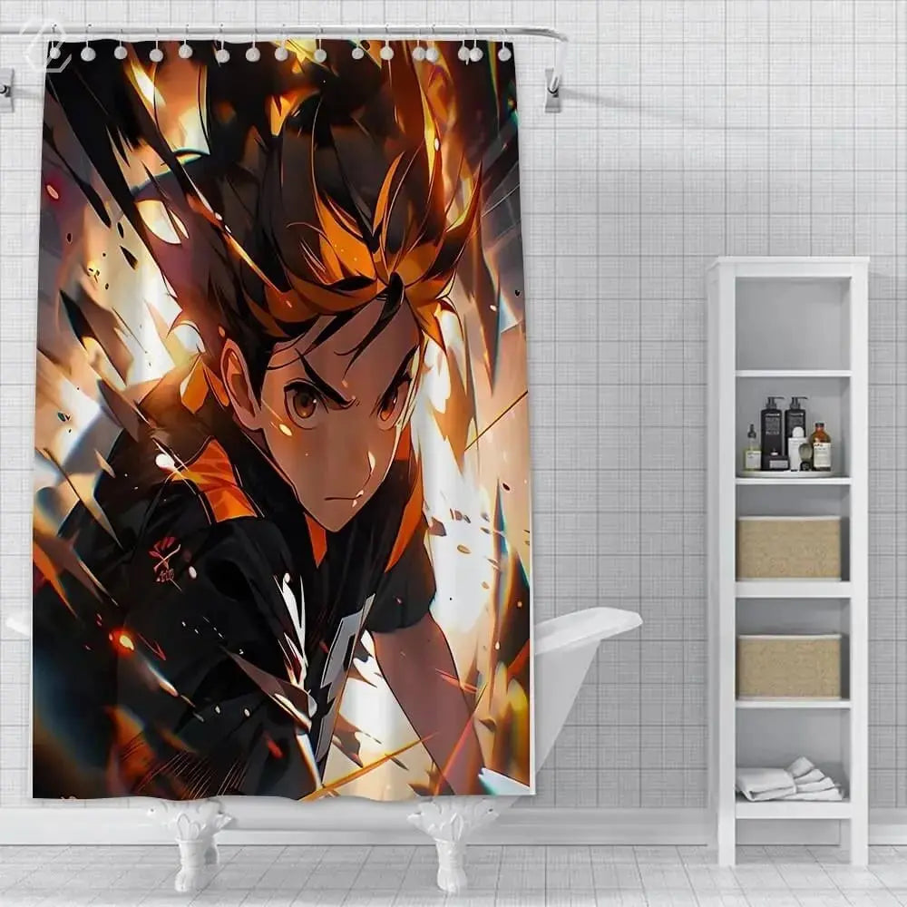 Haikyuu inspired bathroom curtain with bold design