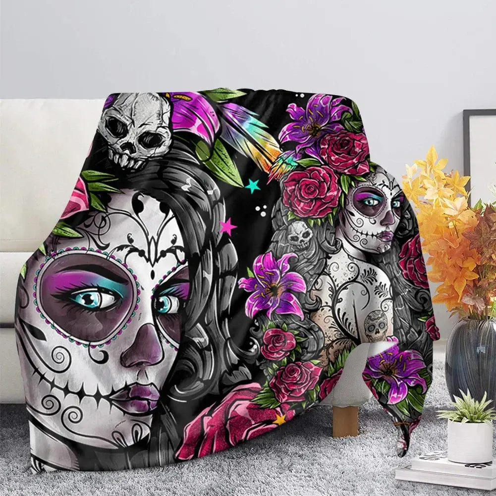 Skull Gothic Style Throw Blanket My Store