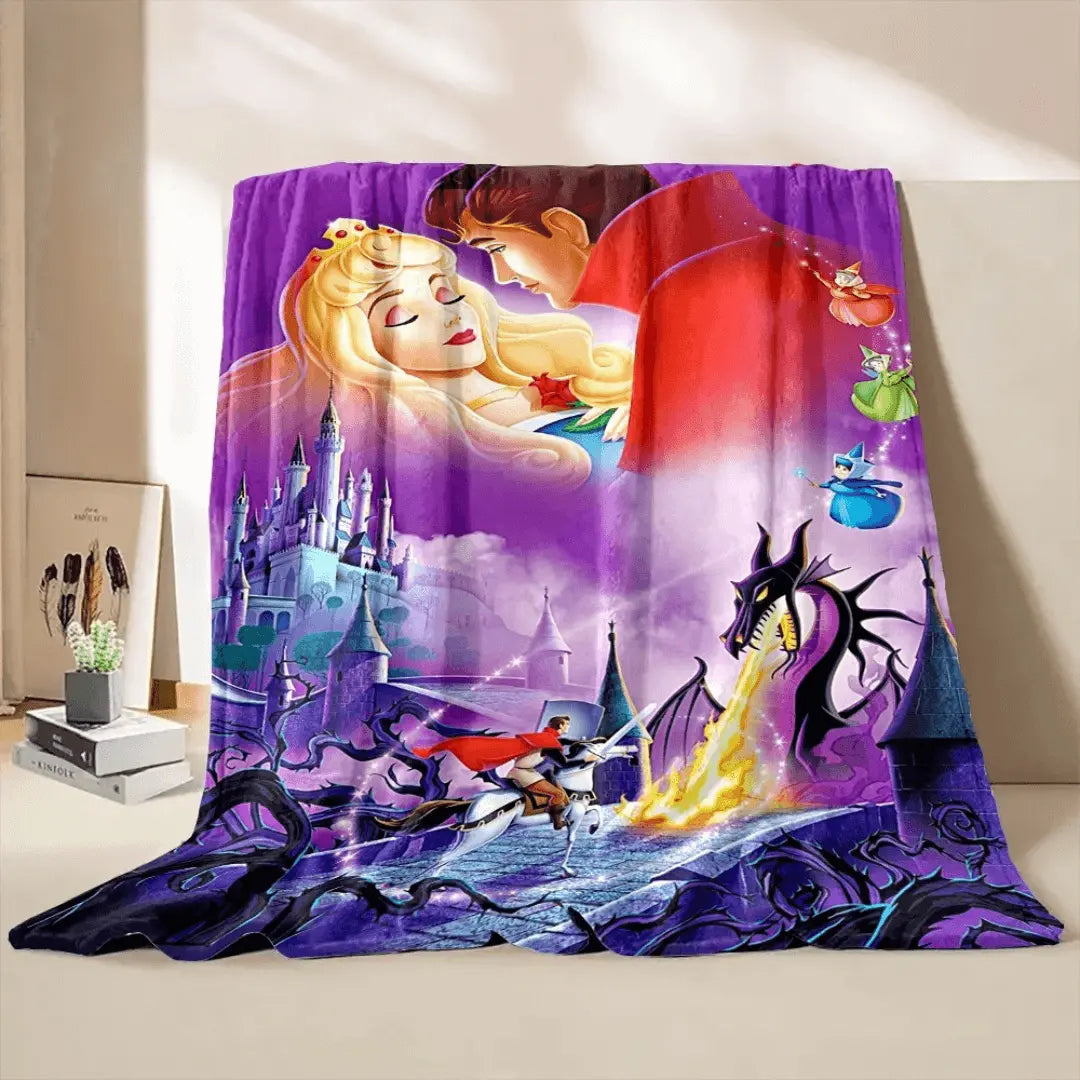 Sleeping Beauty Aurora Princess & Prince Phillip Flannel Throw Blanket