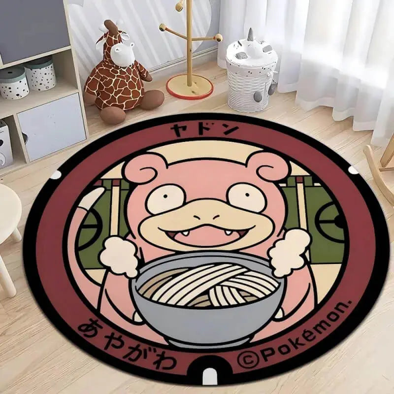 Soft round rug with non-slip base placed in a cozy living room