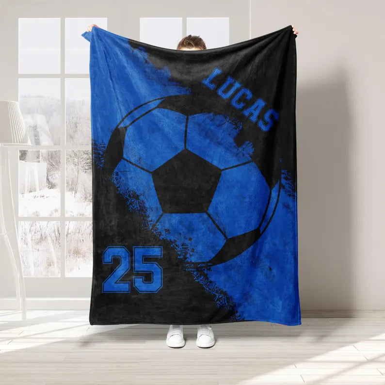 
Soccer Ball Name Personalized Blanket with Multiple Styles and Sizes - Gift for Soccer Players - Fan Gear - End of Season Team Senior Gift