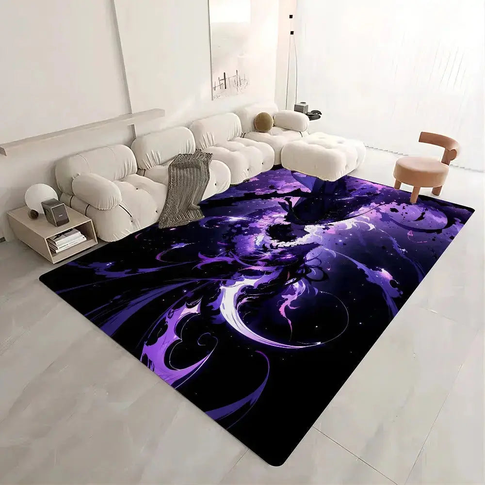 Soft plush floor carpet with Solo Leveling design for indoor use