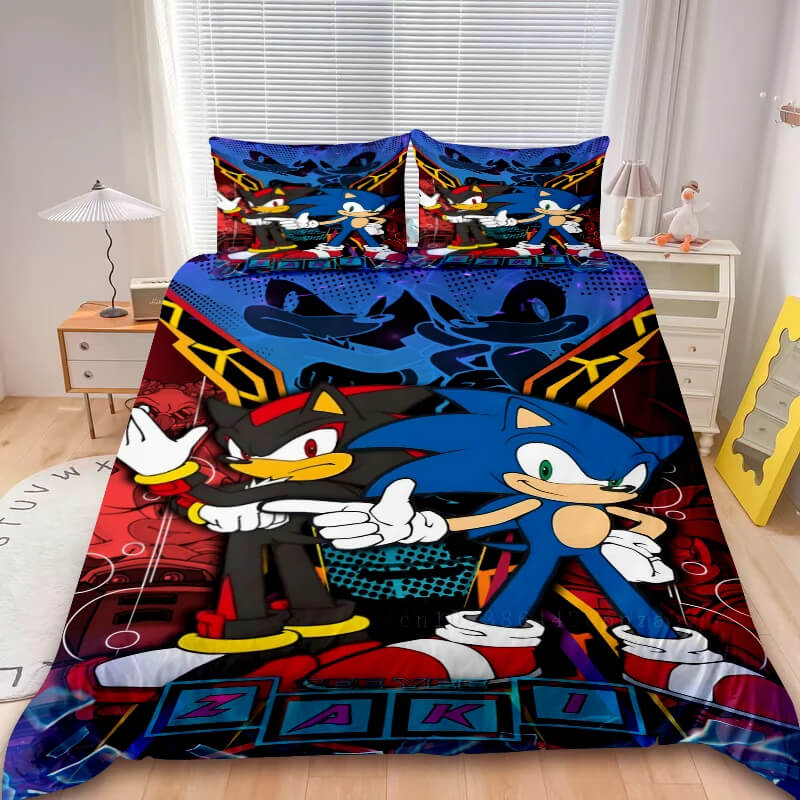 Sonic the Hedgehog character duvet cover and pillowcases