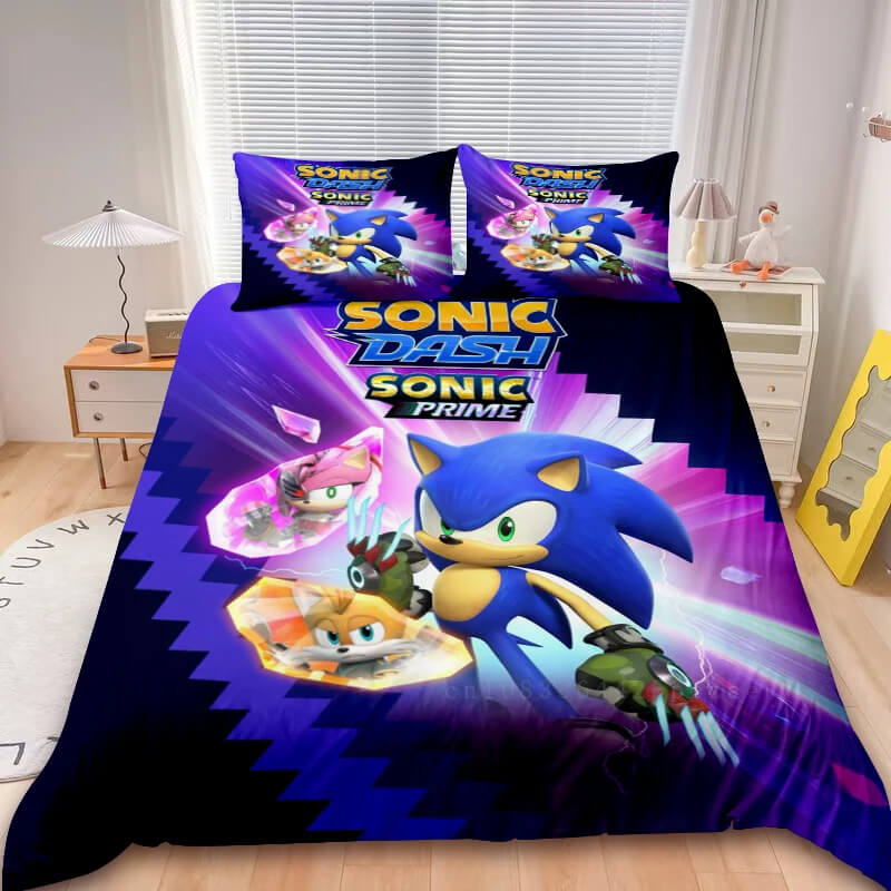 Colorful Sonic bedding set for gamer room makeover