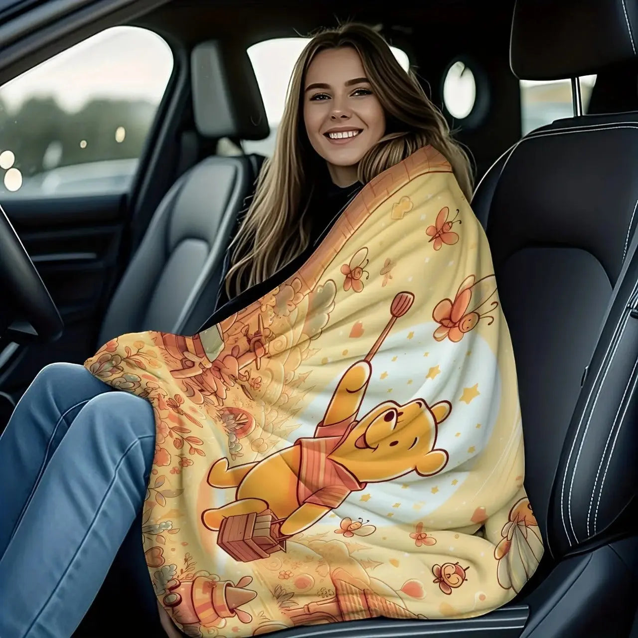 Disney Cute Cartoon Pooh Bear Coral Fleece Blanket Children's Summer Air Conditioning Blanket Winter Warm Single Nap Blanket