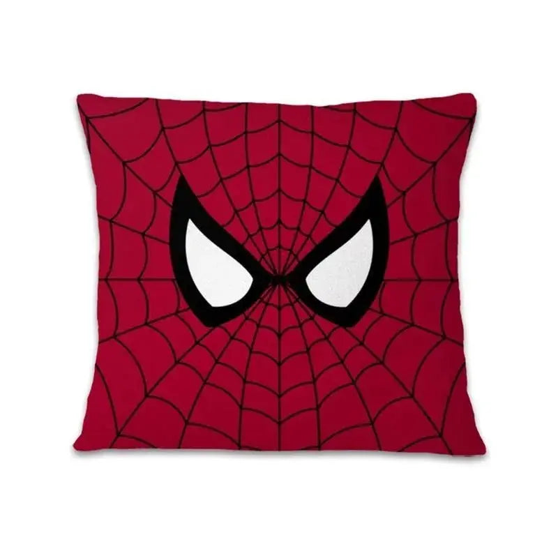 Spider-Man cushion cover displayed on a child’s bed with superhero-themed decor