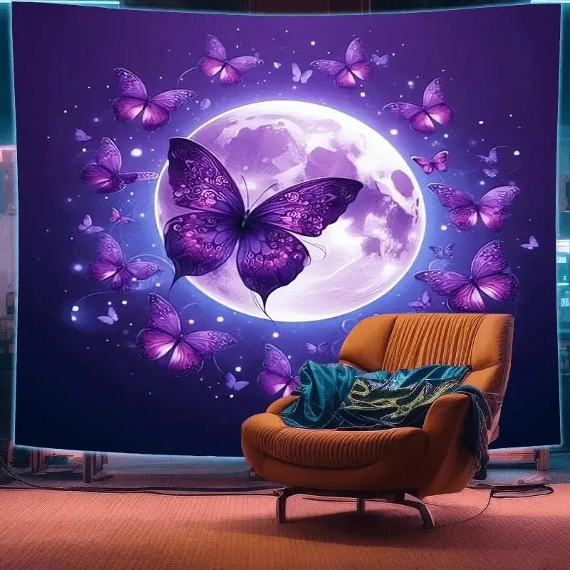 Spiritual butterfly awakening poster with cosmic heartburst