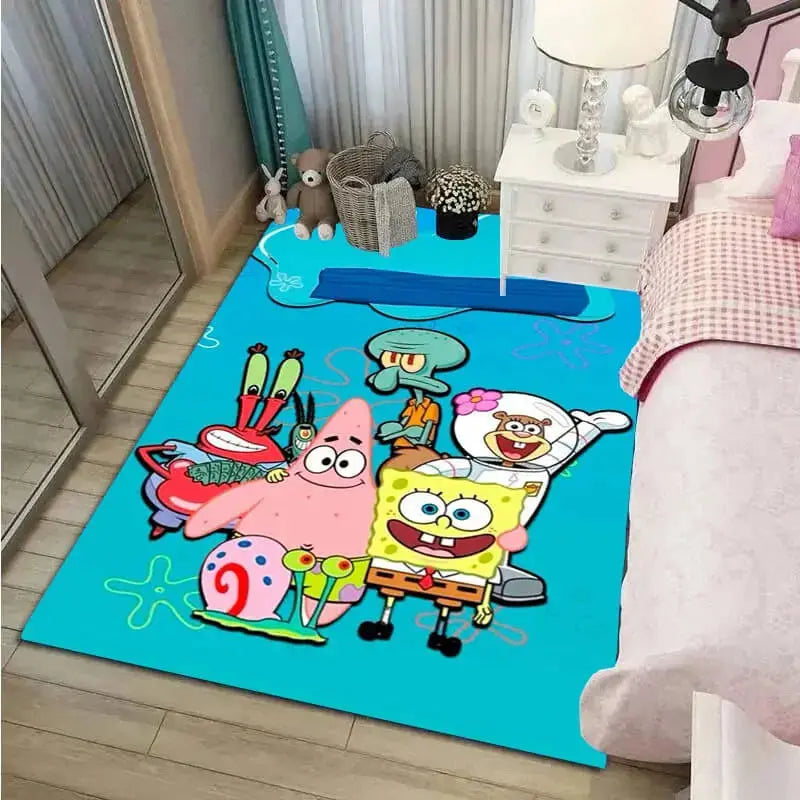 Spongebob Squilliam Fancyson & Sandy Cheeks Kids Rug Zirconic