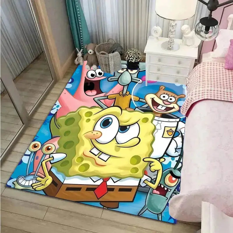 Spongebob Plankton & Squilliam Fancyson Cartoon Kids Rug Zirconic