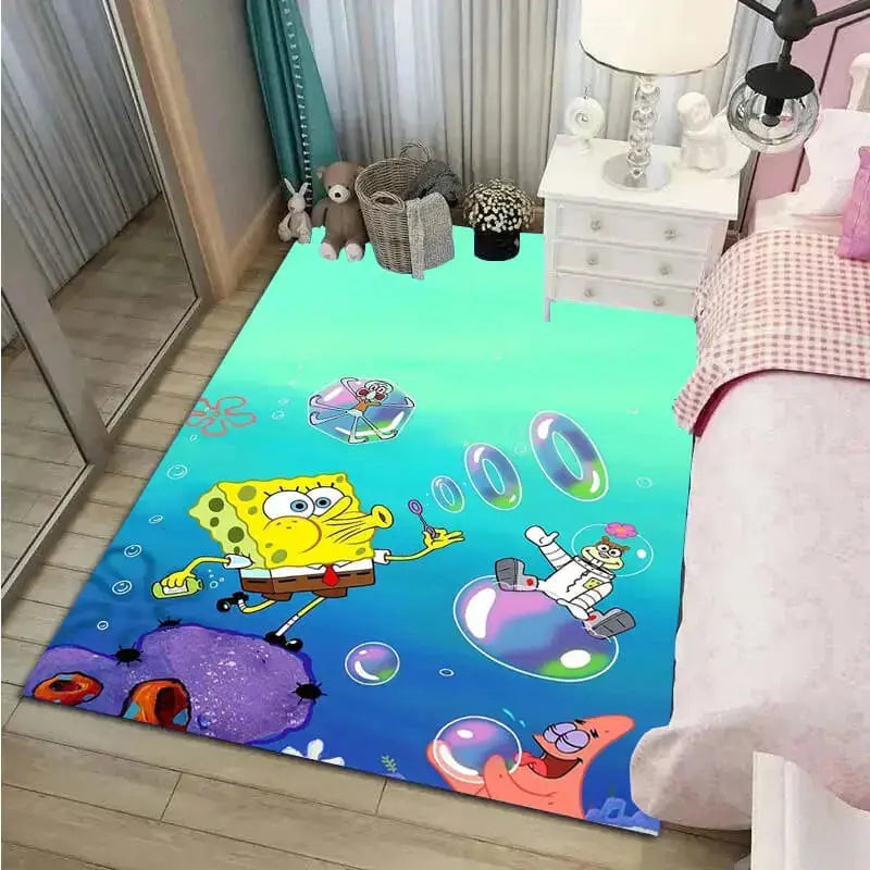 Spongebob Squarepants & Sandy Cheeks Cartoon Kids Rug Zirconic