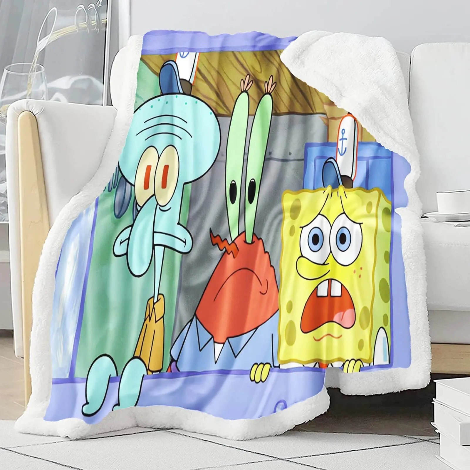 Spongebob Squilliam Fancyson & Mr.Krabs Kids Throw Blanket Zirconic